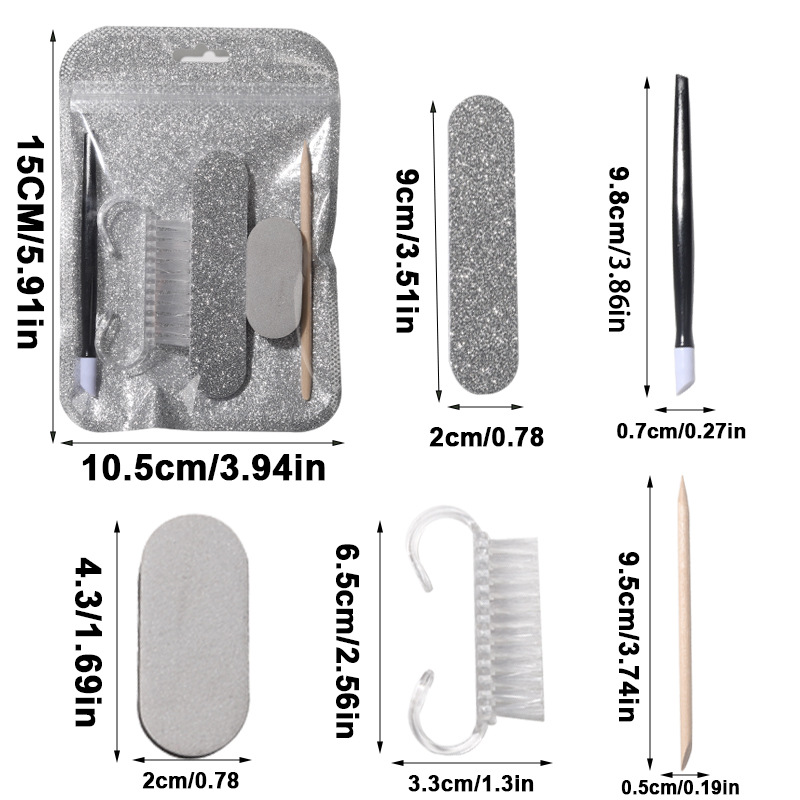 Silver Nail Tool Kit SILVERKIT – 5-Piece Manicure Set for Press-On Prep