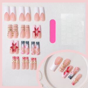 3D Island Press-On Nails TY-991 – Pearl Shell Long, 24Pcs