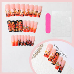 Handmade Summer Flower Butterfly Press-On Nails TY-884 – 24Pcs