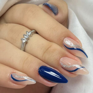 Blue French Press-On Nails TY-332 – Simple Minimal, 24Pcs