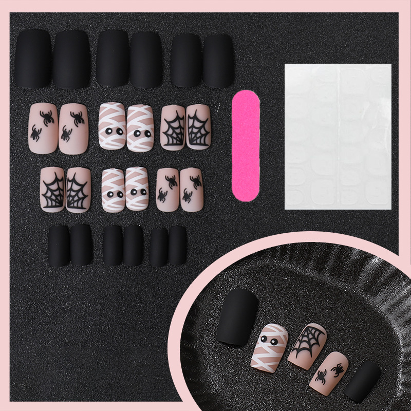 Halloween Press-On Nails TY-999 – Mummy Spider Web, 24Pcs