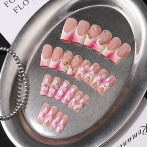 3D Flower Press-On Nails TY-938 – Colorful Relief Ins Style, 24Pcs