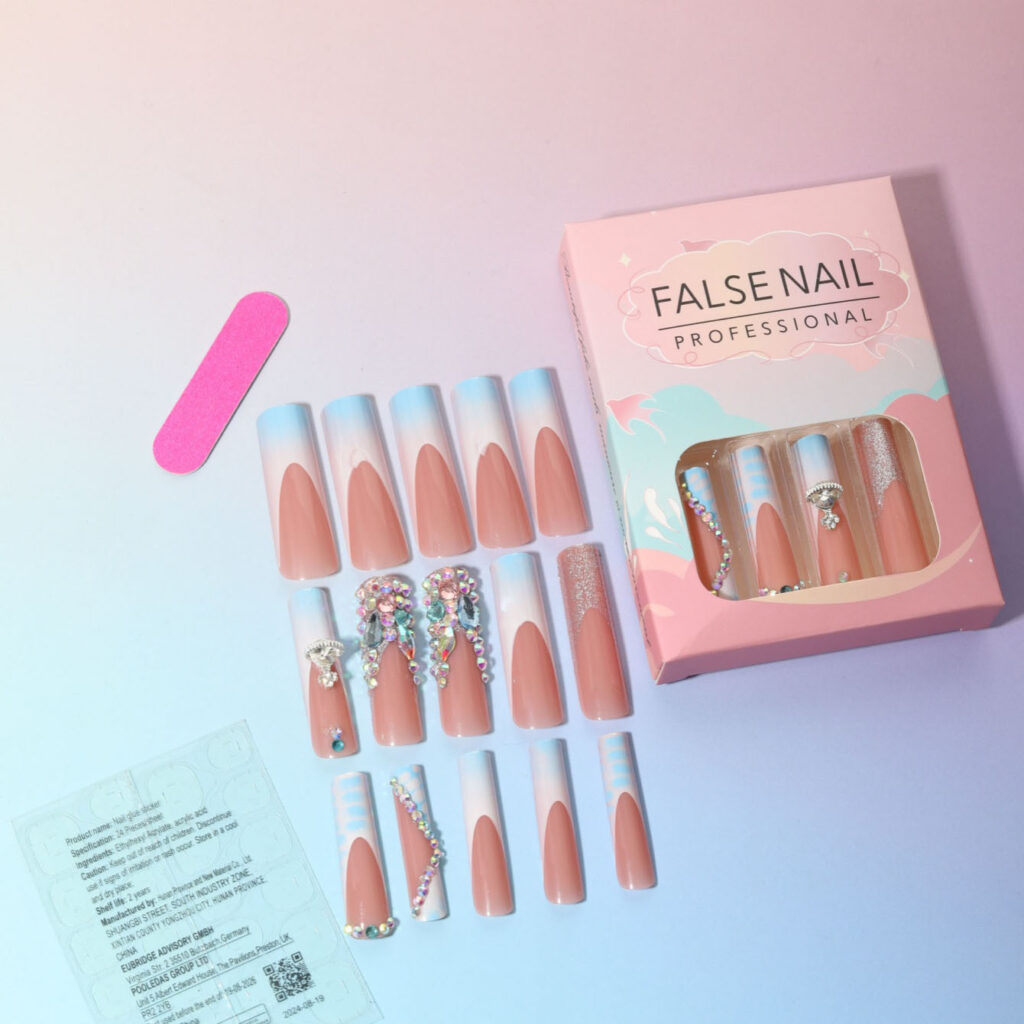 Blue Gradient Press-On Nails TY-247 – Ins Ombre, 24Pcs