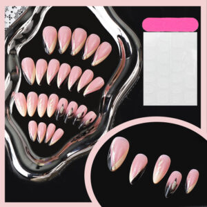 3D Flower Almond Press-On Nails TY-967 – Brightening Nude, 24Pcs