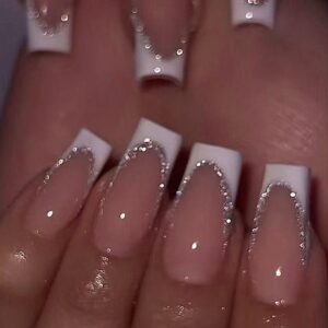 3D Flower French Press-On Nails TY-LONGSQUARE – Pink Long Square, 24Pcs