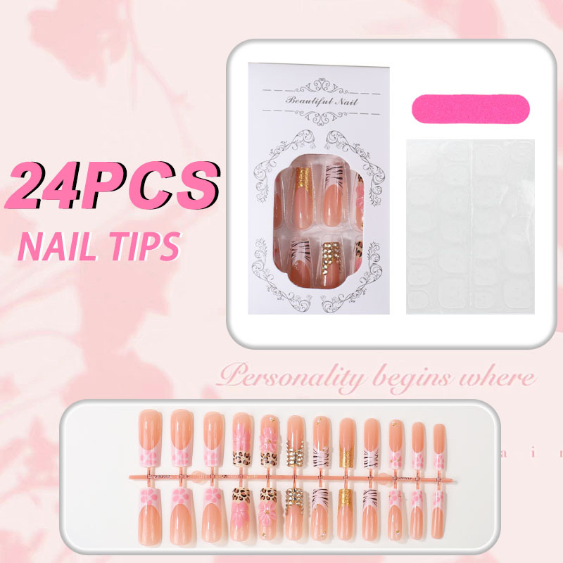 3D Carved Leopard Press-On Nails TY-1061 – Mid Tube, 24Pcs