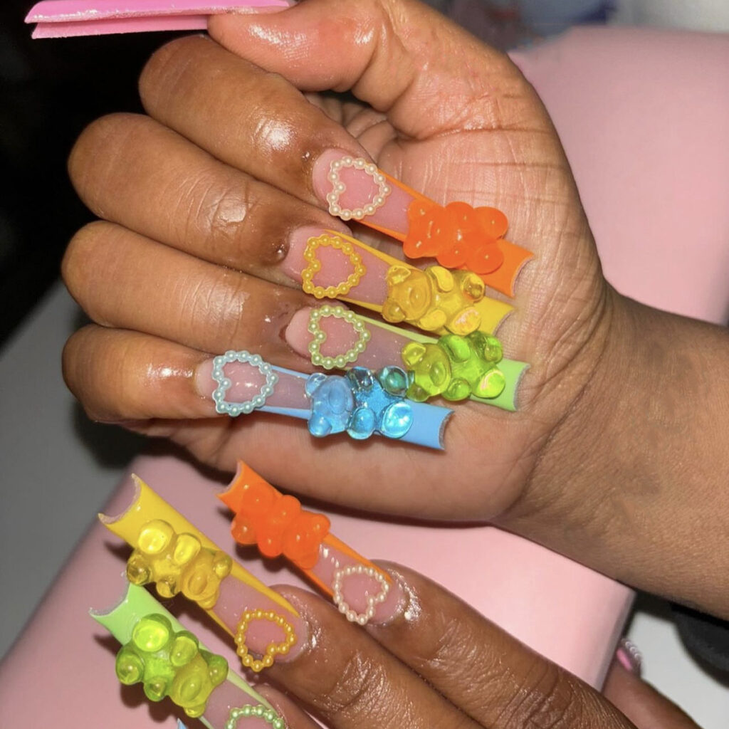 Handmade Press-On Nails TY-221 – Ins Cartoon Heart Style, 24Pcs