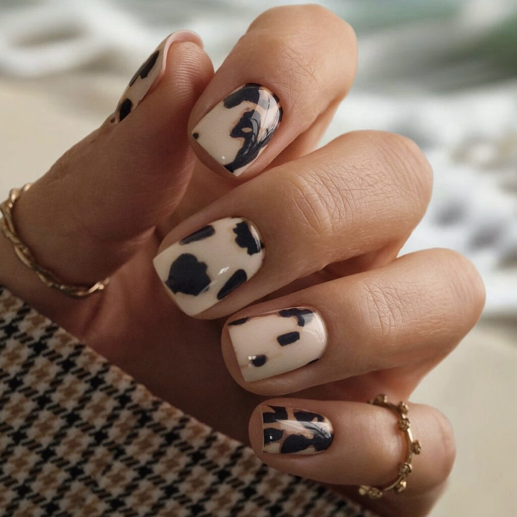 Cow Print Press-On Nails TY-296 – Ins Minimal, 24Pcs