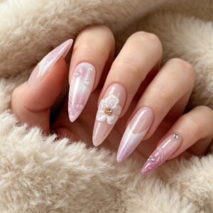 3D Resin Floral Crystal Press-On Nails CJCY-661