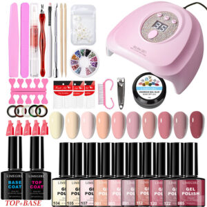 Gel Nail Starter Set CN140 – Lamp, Polishes & Flower Charms