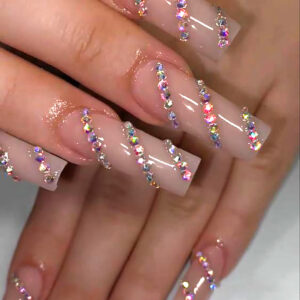 Nude Rhinestone Coffin Press-On Nails – SGCY-250