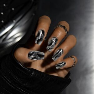 Black Spider Web French Press-On Nails XZ112