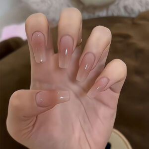 Nude Ice Clear Solid Press-On Nails FL77