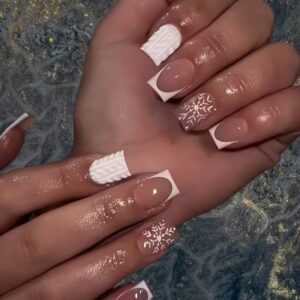 Christmas Snowflake Square Press-On Nails XZ91