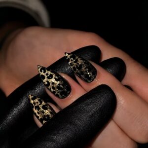 Black Gold Leopard Press-On Nails XZ108