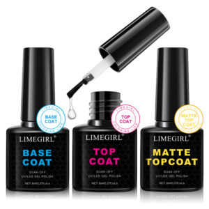 Nail Base Gel, Builder Gel & Top Coat Set – Matte, No-Wipe & Tempered Gloss | HC002
