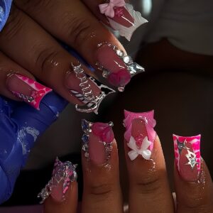 Y2K Star Letter Bow Duck Press-On Nails YZ24