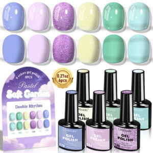 Glitter Purple & Mint Gel Set CN161 – 6 Trend Shades