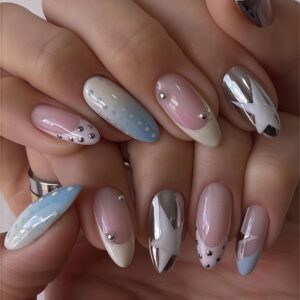 3D Seashell Almond Press-On Nails WW2