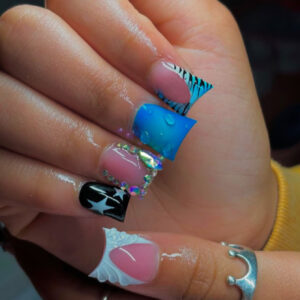 Sweet-Cool Duck Shape 3D Water-Drop Star Press-On Nails YT28