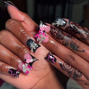 Star Crystal Flower Duck Press-On Nails AS55