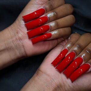 Curved Classic Red Solid Press-On Nails QX08