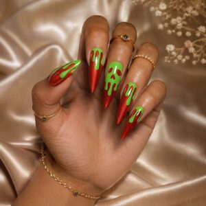 Halloween Ghost Blood Drop Stiletto Press-On Nails XZ109