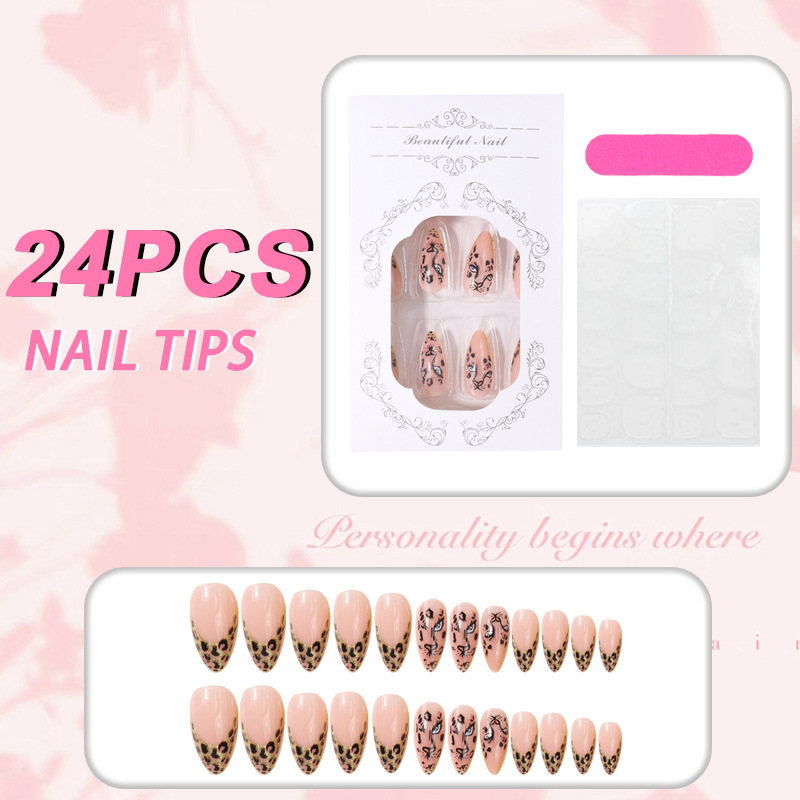 Retro Maillard Leopard Press-On Nails TY-1086 – Fall Almond, 24Pcs