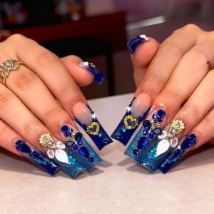 Starry Gradient Butterfly Crystal Press-On Nails – SGCY-406