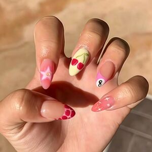 Resin 3D Cherry Almond Press-On Nails WW8
