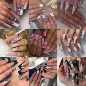 Ultra-Thin Long Hot-Girl Plaid Press-On Nails – O8
