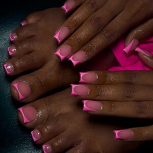 French Pink Rim Hand Toe Set TT07