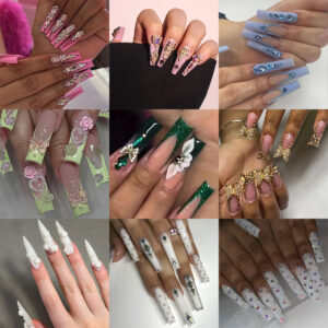 Sweet Crystal Long Press-On Nails – O7