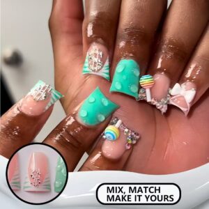 3D Lollipop Bow Duck Press-On Nails AA188