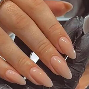 Almond Solid Color Skin-Brightening Press-On Nails – Y-298