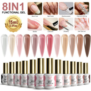 8-in-1 Multifunction Gel Polish — 12 Colours, 15ml All-in-One Colour, Extend, Strengthen & Seal g141