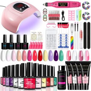 12-Color Complete Nail Kit - with Drill, Extension Gel, Gel Polish