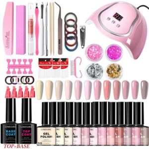 12-Color French Complete Nail Kit - with Lamp, Gel Polish, Charms, Files