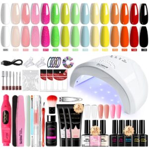 18-Color Complete Nail Kit - with Lamp & Drill, Extension Gel, Gel Polish