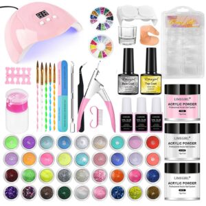 3-Color Complete Nail Kit - with Lamp, Acrylic Powder, Nail Tips