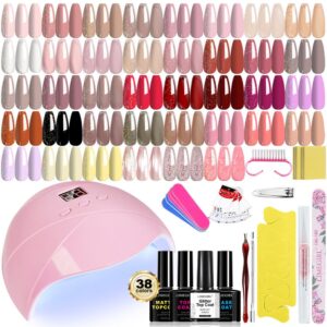 38-Color Nude Pink Complete Nail Kit - Gel Polish