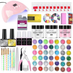 42-Color Glitter Complete Nail Kit - Acrylic Powder, Nail Tips