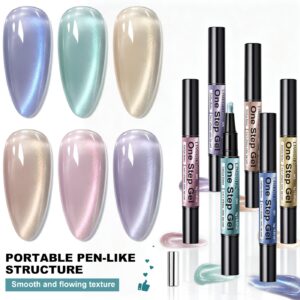 6-Color Cat Eye All-in-One Gel Polish - No-Wipe