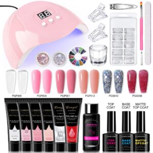 6-Color Complete Nail Kit - with Lamp, Extension Gel, Gel Polish