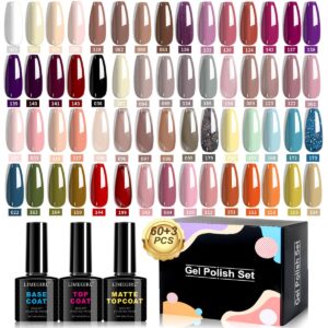 60-Color Matte Complete Nail Kit - Base Coat, Gel Polish, Matte Top Coat