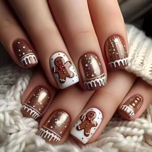 Cookie Person Christmas Nails - Sweet Contrast Short Set, 24pc