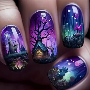 Dark Forest Nails - Purple Mystery Mid-Long Set, 24pc