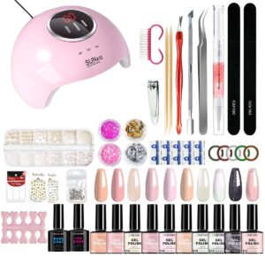 Glitter Complete Nail Kit - with Lamp, Gel Polish, Charms