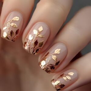 Gold Embossed Press-On Nails - Chunky Relief Mid-Square Set, 24pc