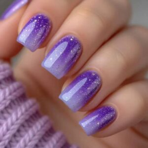 Lavender Gradient Nails - Simple Contrast Short Set, 24pc